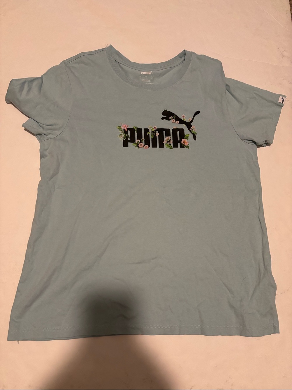 PUMA Light Blue Floral Logo Tee